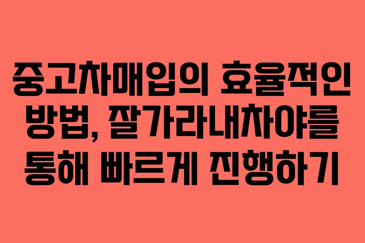 중고차매입의 효율적인 방법, 잘가라내차야를 통해 빠르게 진행하기