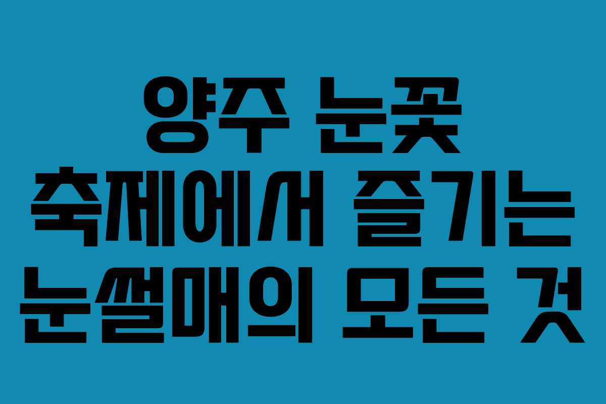 양주 눈꽃 축제에서 즐기는 눈썰매의 모든 것