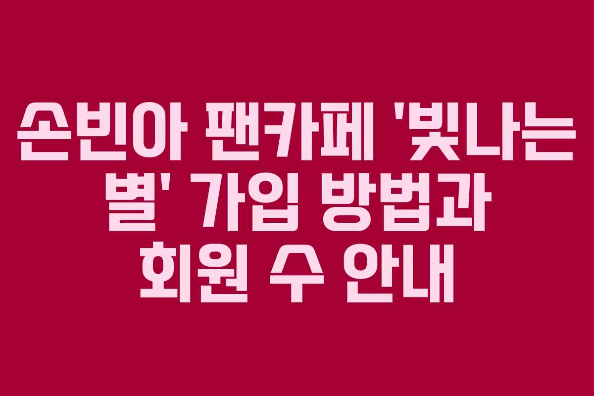 손빈아 팬카페 ‘빛나는 별’ 가입 방법과 회원 수 안내