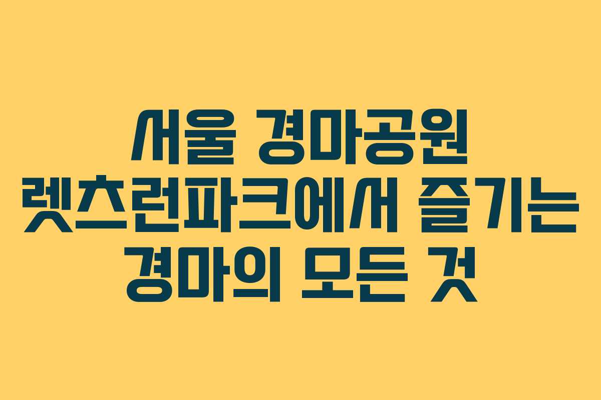 서울 경마공원 렛츠런파크에서 즐기는 경마의 모든 것