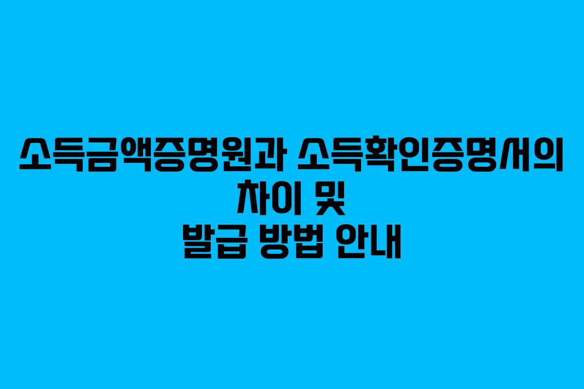 소득금액증명원과 소득확인증명서의 차이 및 발급 방법 안내