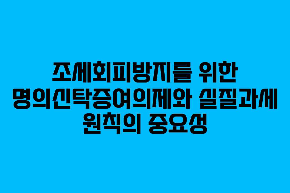 조세회피방지를 위한 명의신탁증여의제와 실질과세 원칙의 중요성