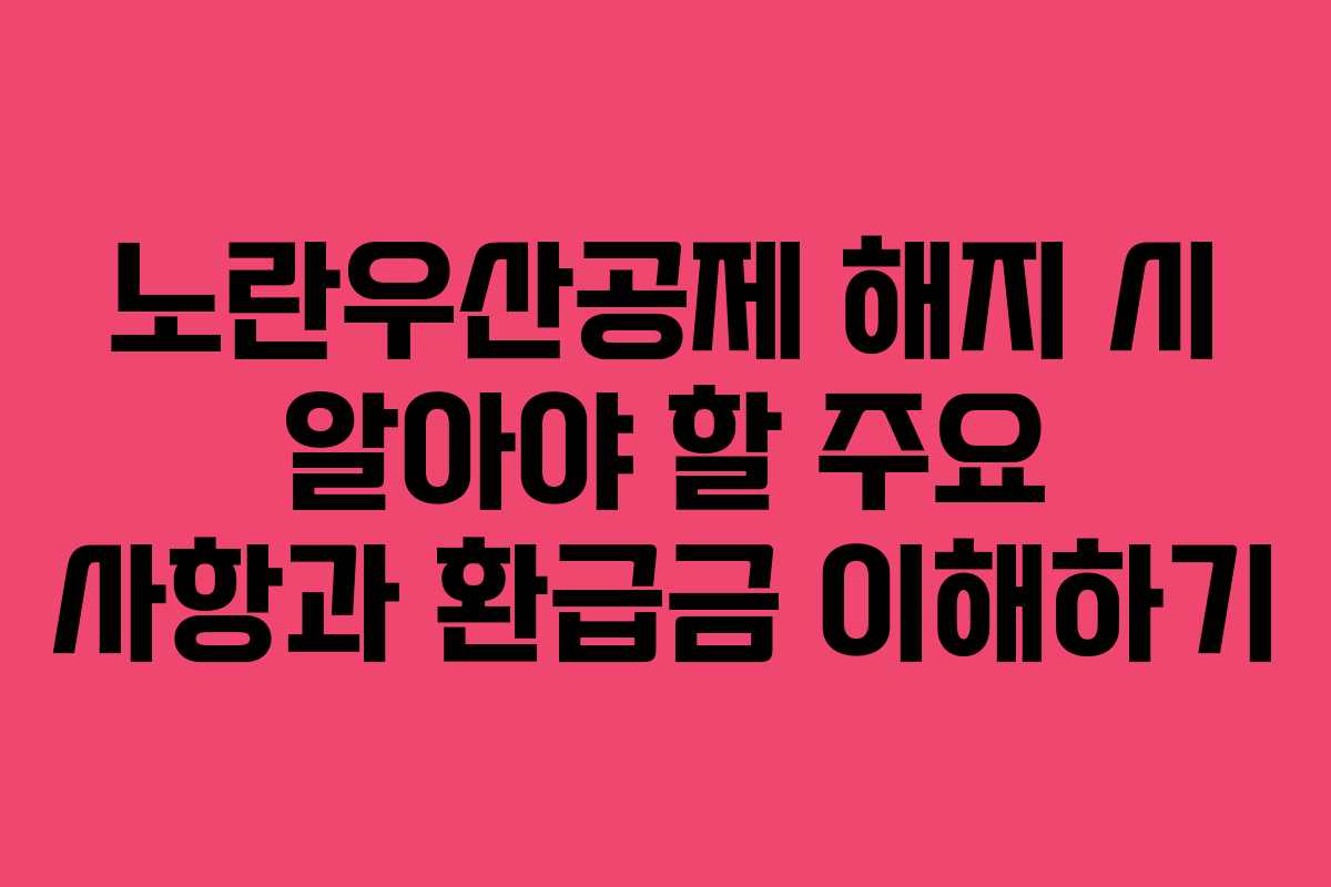 노란우산공제 해지 시 알아야 할 주요 사항과 환급금 이해하기