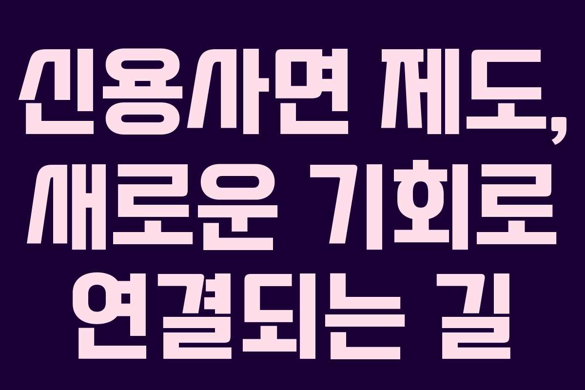 신용사면 제도, 새로운 기회로 연결되는 길