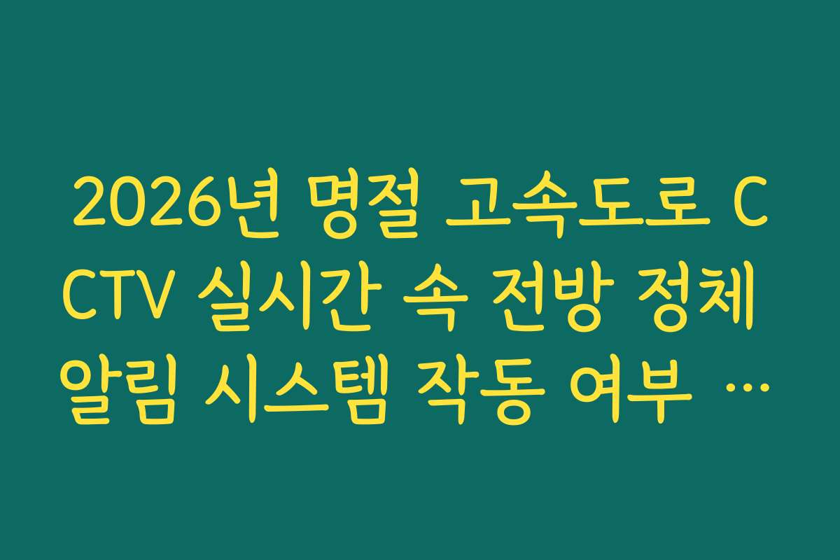 2026년 명절 고속도로 CCTV 실시간 속 전방 정체 알림 시스템 작동 여부 실시간 체크
