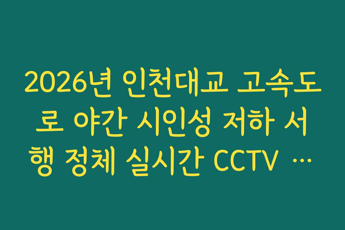 2026년 인천대교 고속도로 야간 시인성 저하 서행 정체 실시간 CCTV 확인