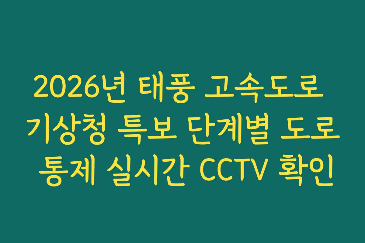 2026년 태풍 고속도로 기상청 특보 단계별 도로 통제 실시간 CCTV 확인