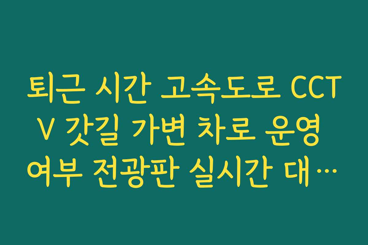 퇴근 시간 고속도로 CCTV 갓길 가변 차로 운영 여부 전광판 실시간 대조법
