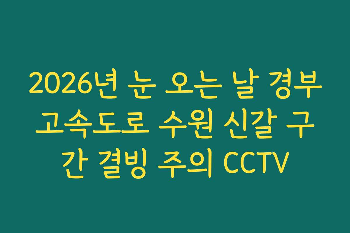 2026년 눈 오는 날 경부고속도로 수원 신갈 구간 결빙 주의 CCTV