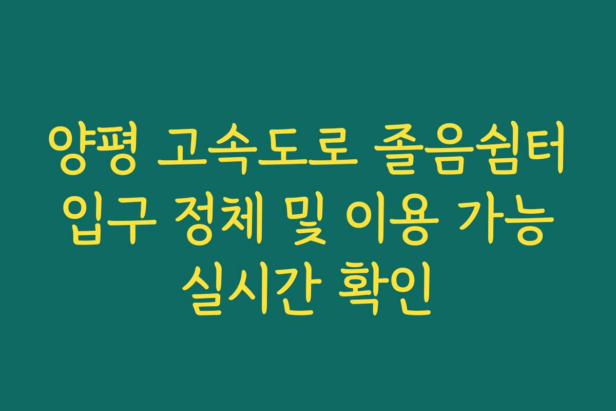 양평 고속도로 졸음쉼터 입구 정체 및 이용 가능 실시간 확인