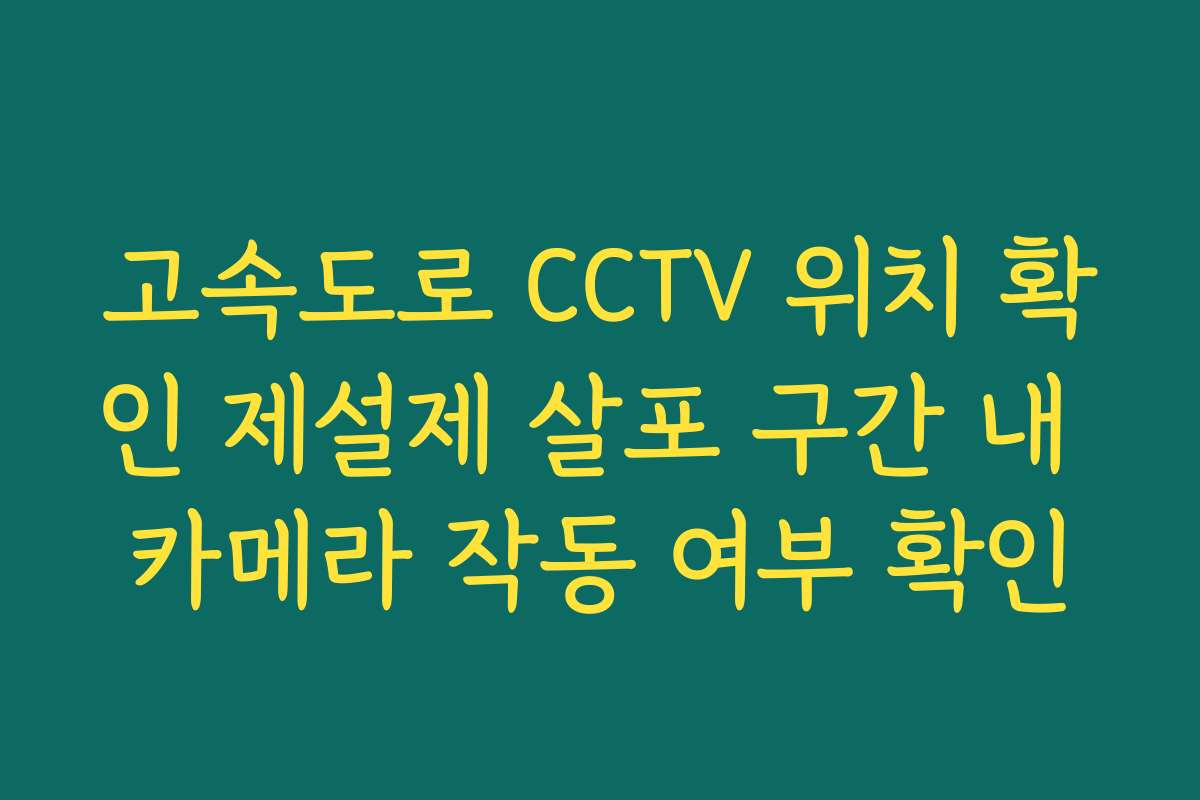 고속도로 CCTV 위치 확인 제설제 살포 구간 내 카메라 작동 여부 확인