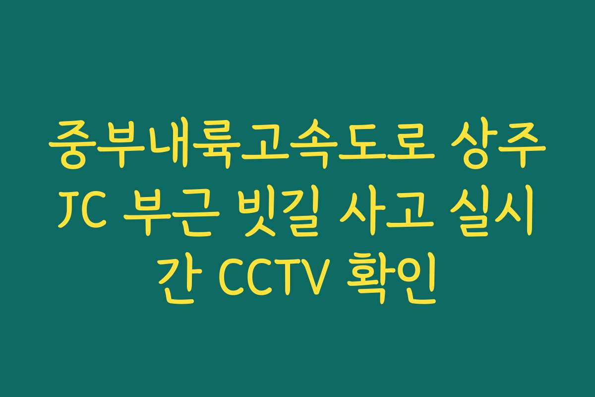 중부내륙고속도로 상주JC 부근 빗길 사고 실시간 CCTV 확인