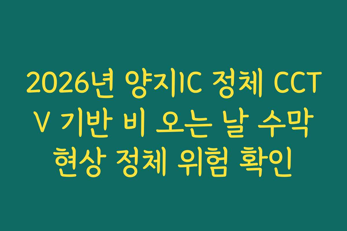2026년 양지IC 정체 CCTV 기반 비 오는 날 수막현상 정체 위험 확인