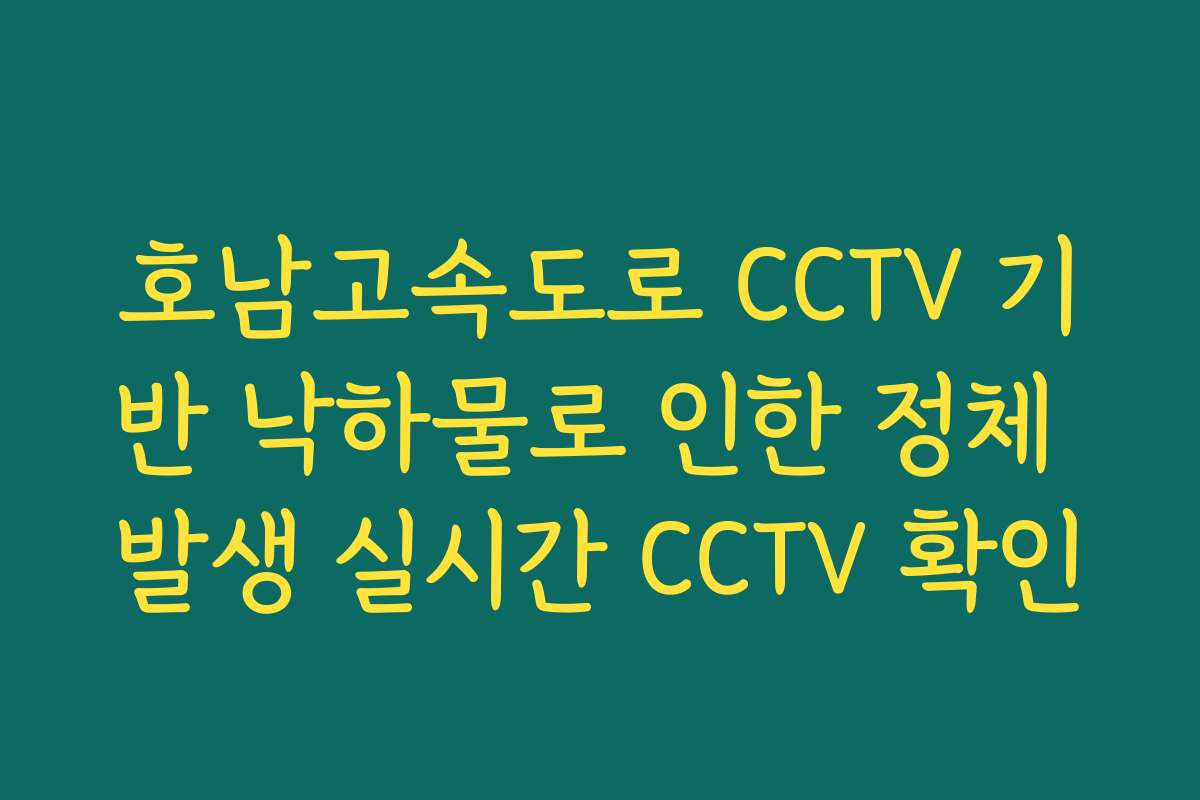호남고속도로 CCTV 기반 낙하물로 인한 정체 발생 실시간 CCTV 확인