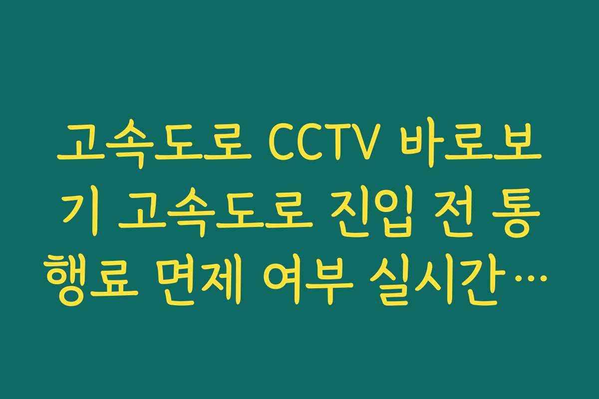 고속도로 CCTV 바로보기 고속도로 진입 전 통행료 면제 여부 실시간 안내