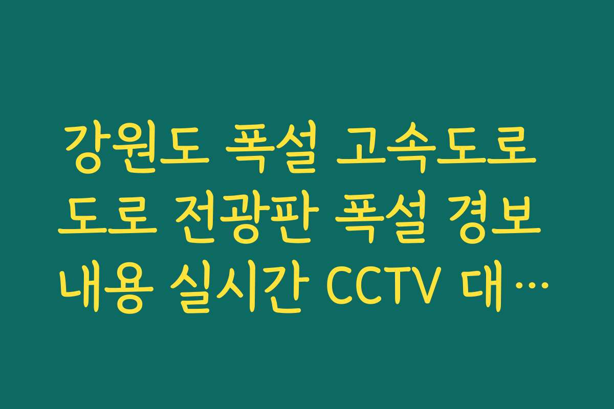 강원도 폭설 고속도로 도로 전광판 폭설 경보 내용 실시간 CCTV 대조법