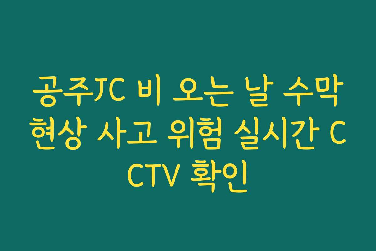 공주JC 비 오는 날 수막현상 사고 위험 실시간 CCTV 확인