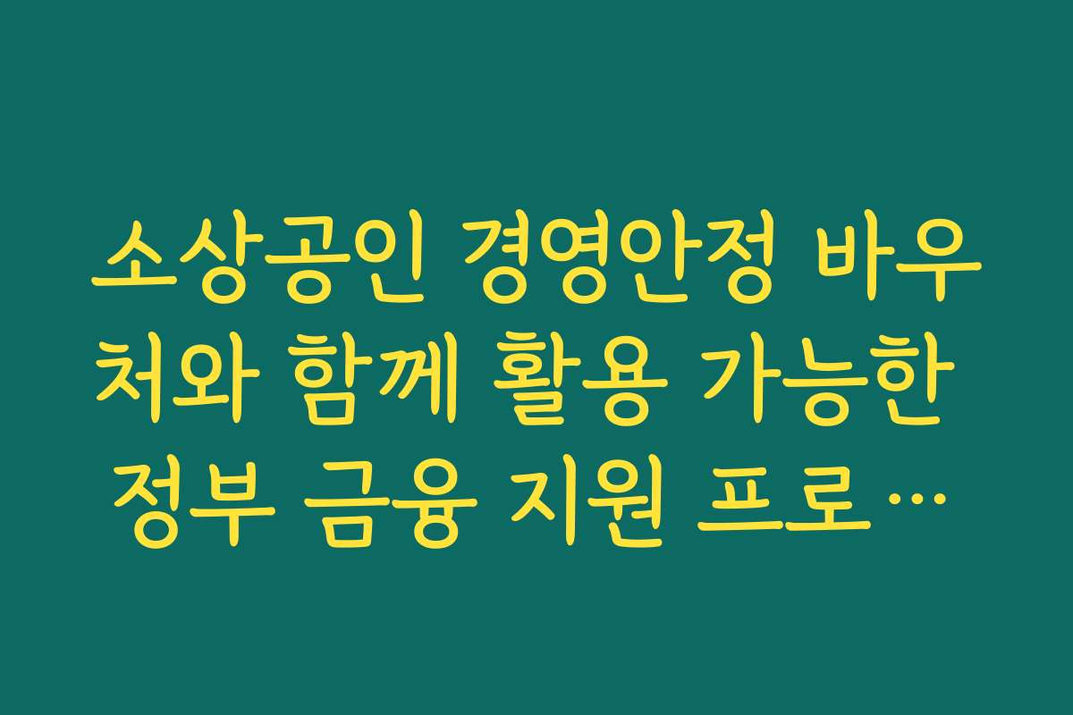 소상공인 경영안정 바우처와 함께 활용 가능한 정부 금융 지원 프로그램