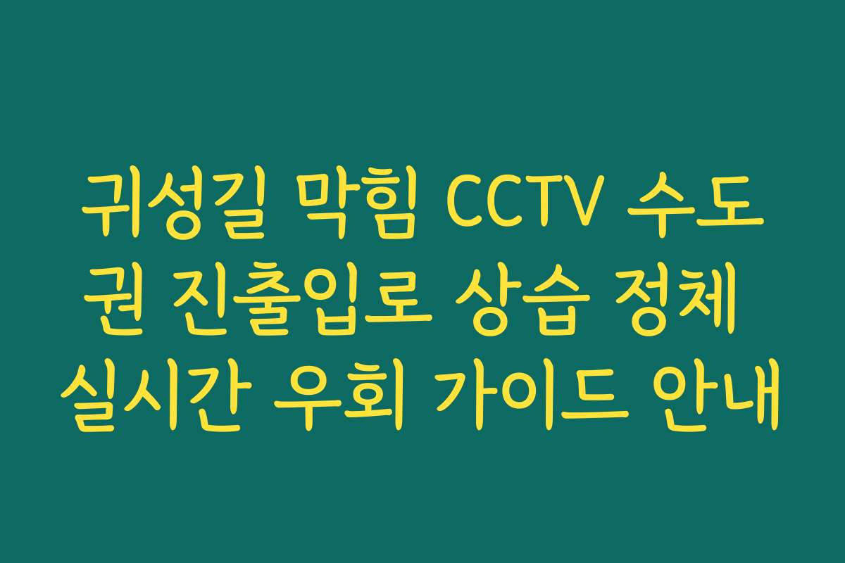 귀성길 막힘 CCTV 수도권 진출입로 상습 정체 실시간 우회 가이드 안내