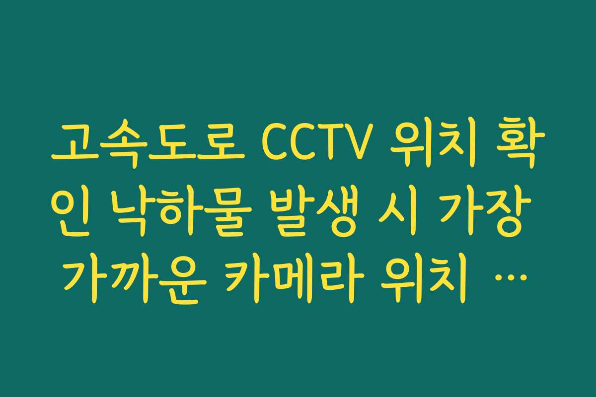 고속도로 CCTV 위치 확인 낙하물 발생 시 가장 가까운 카메라 위치 파악법