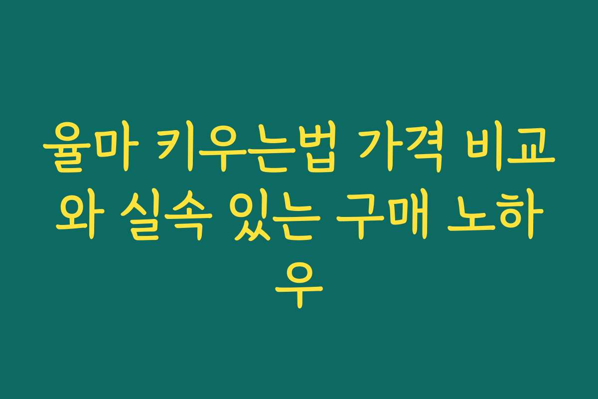율마 키우는법 가격 비교와 실속 있는 구매 노하우