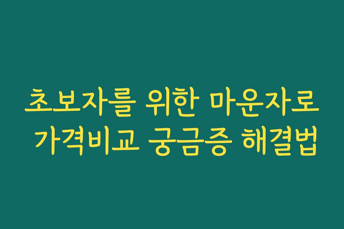 초보자를 위한 마운자로 가격비교 궁금증 해결법