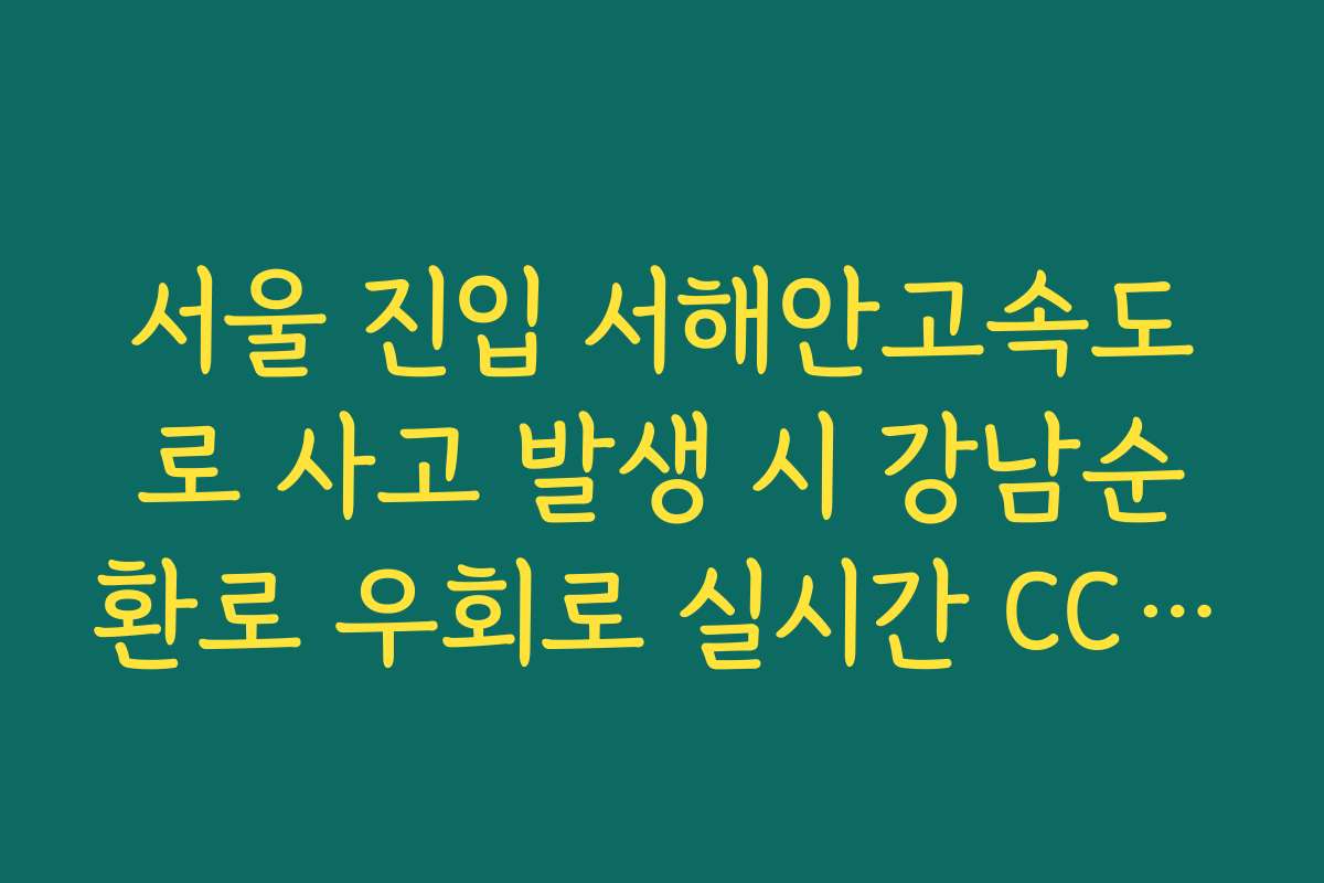 서울 진입 서해안고속도로 사고 발생 시 강남순환로 우회로 실시간 CCTV 확인