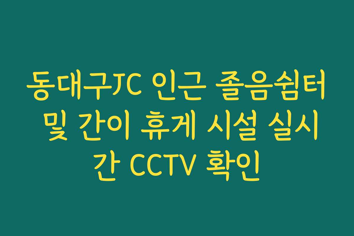 동대구JC 인근 졸음쉼터 및 간이 휴게 시설 실시간 CCTV 확인