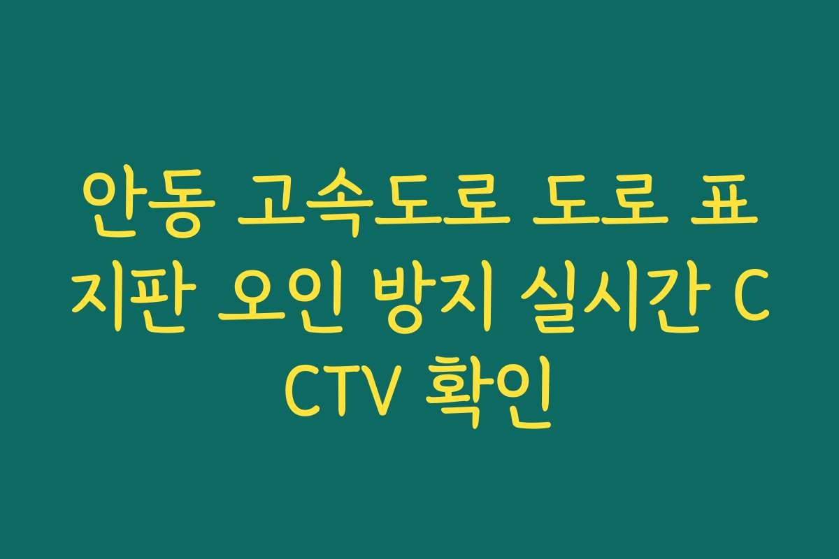 안동 고속도로 도로 표지판 오인 방지 실시간 CCTV 확인