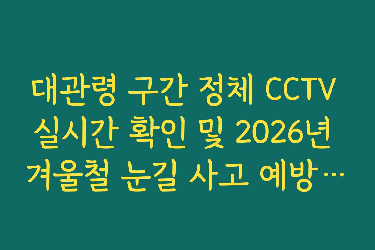 대관령 구간 정체 CCTV 실시간 확인 및 2026년 겨울철 눈길 사고 예방 가이드