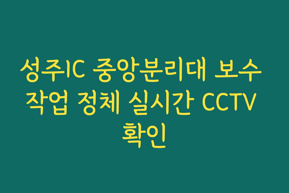 성주IC 중앙분리대 보수 작업 정체 실시간 CCTV 확인
