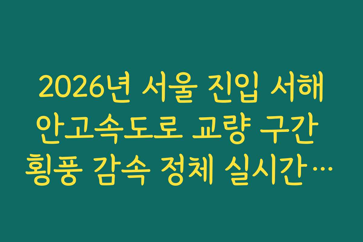 2026년 서울 진입 서해안고속도로 교량 구간 횡풍 감속 정체 실시간 확인
