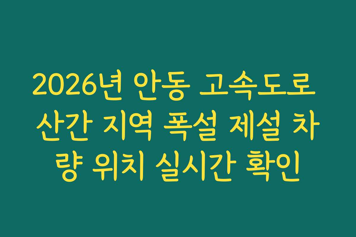 2026년 안동 고속도로 산간 지역 폭설 제설 차량 위치 실시간 확인