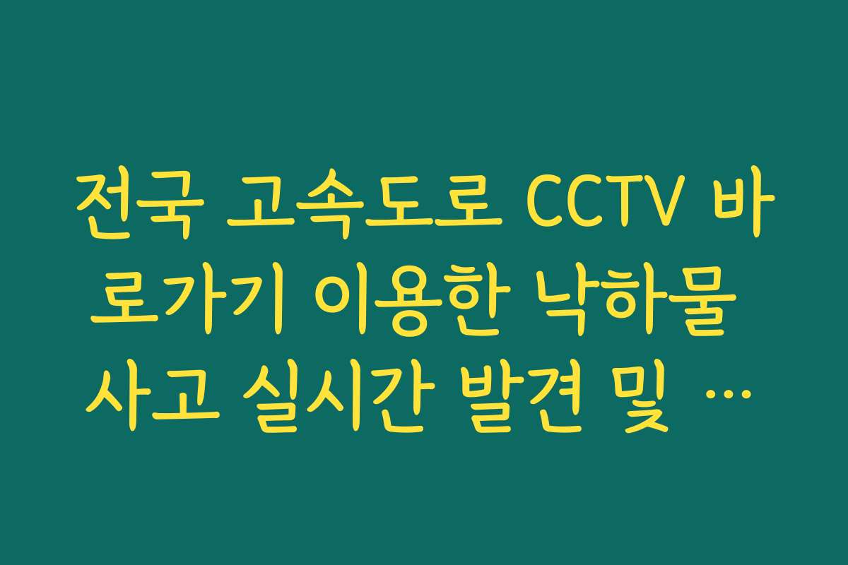 전국 고속도로 CCTV 바로가기 이용한 낙하물 사고 실시간 발견 및 조치법