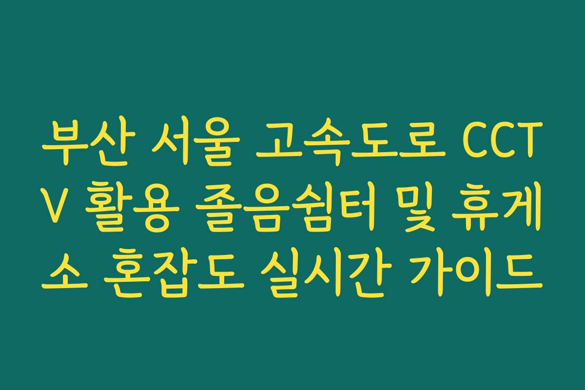 부산 서울 고속도로 CCTV 활용 졸음쉼터 및 휴게소 혼잡도 실시간 가이드