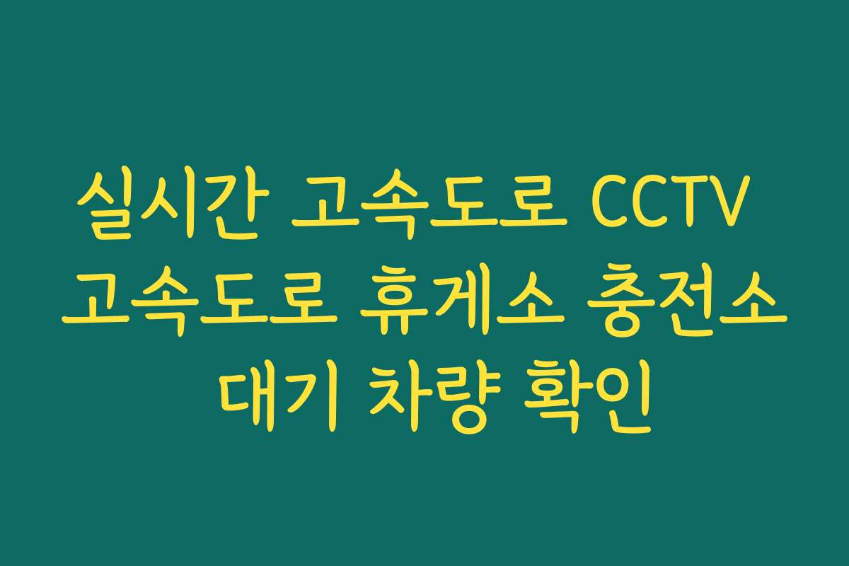 실시간 고속도로 CCTV 고속도로 휴게소 충전소 대기 차량 확인