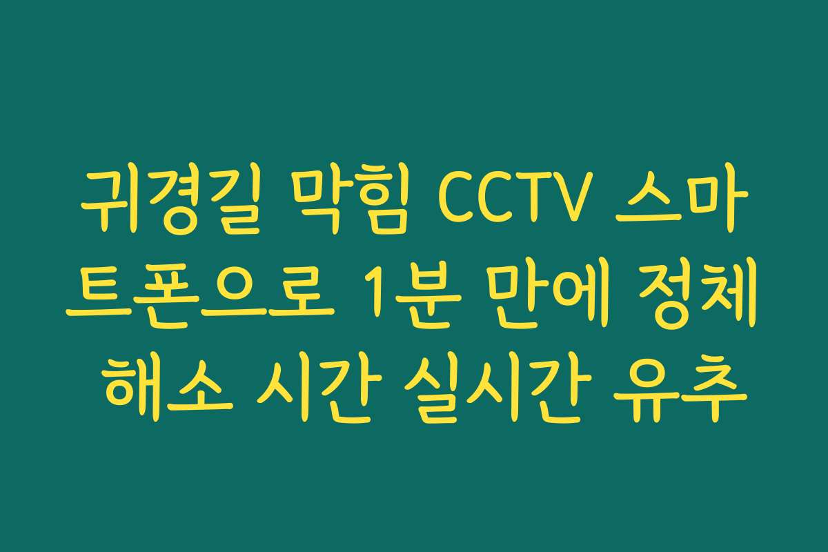 귀경길 막힘 CCTV 스마트폰으로 1분 만에 정체 해소 시간 실시간 유추