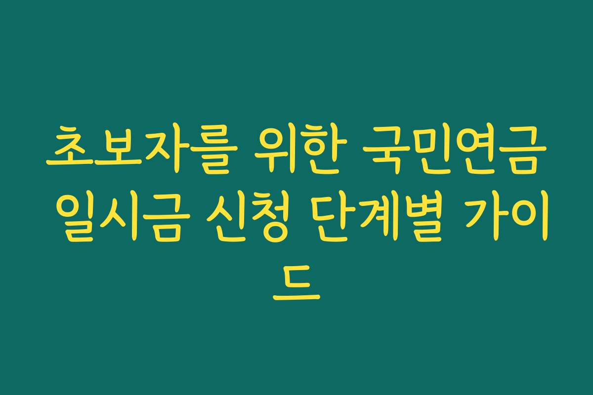 초보자를 위한 국민연금 일시금 신청 단계별 가이드