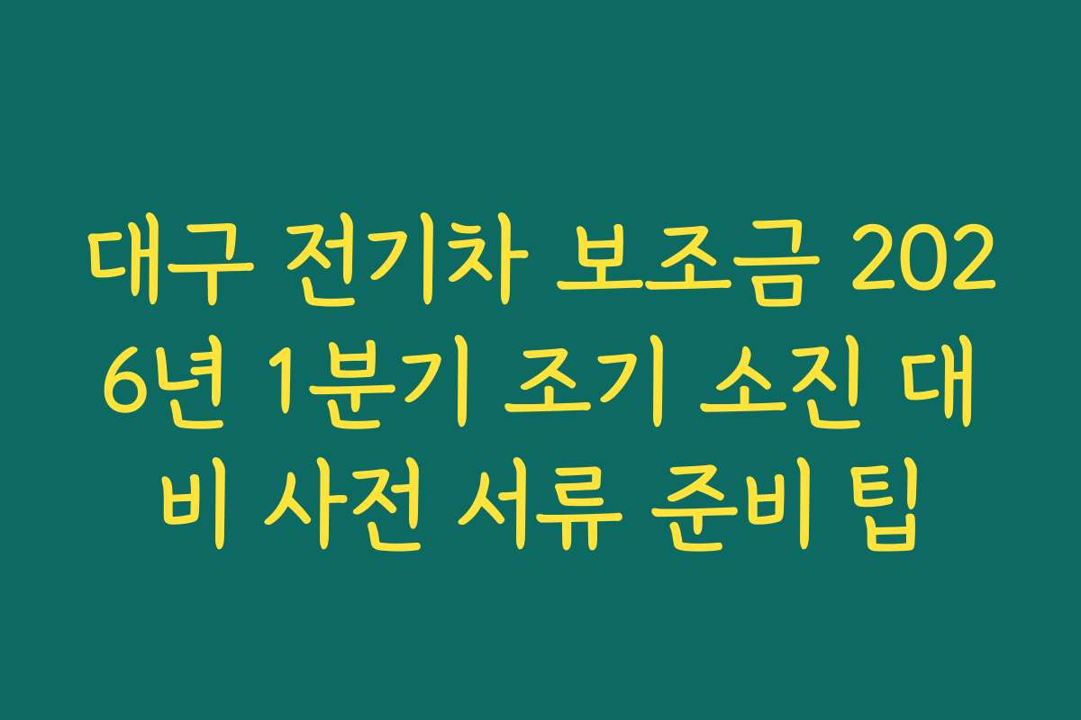 대구 전기차 보조금 2026년 1분기 조기 소진 대비 사전 서류 준비 팁
