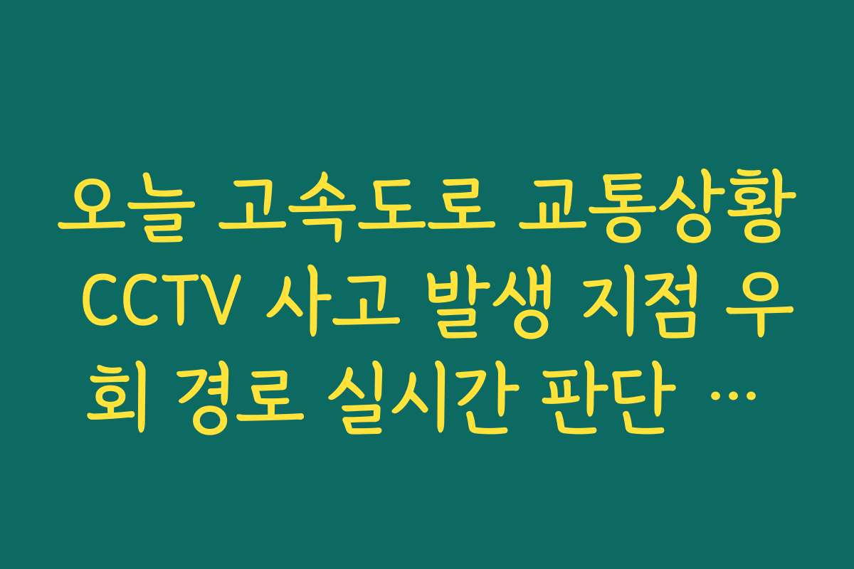 오늘 고속도로 교통상황 CCTV 사고 발생 지점 우회 경로 실시간 판단 가이드