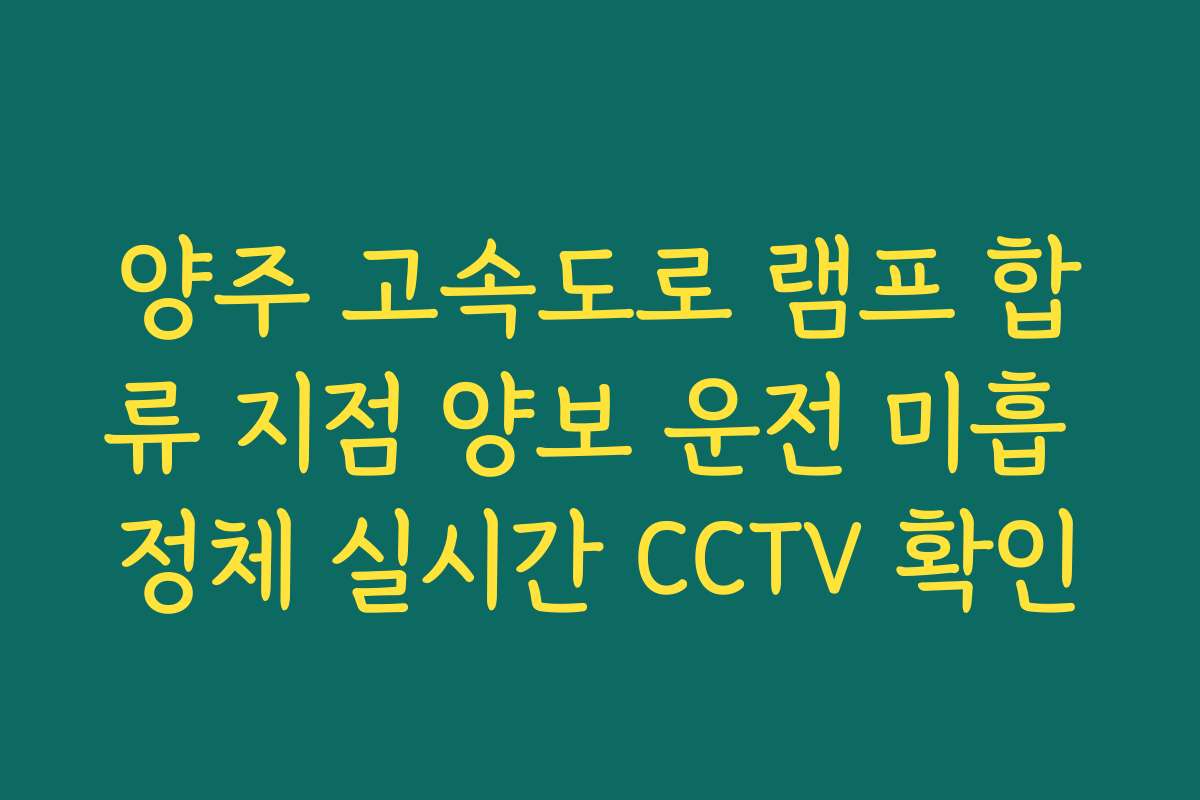 양주 고속도로 램프 합류 지점 양보 운전 미흡 정체 실시간 CCTV 확인