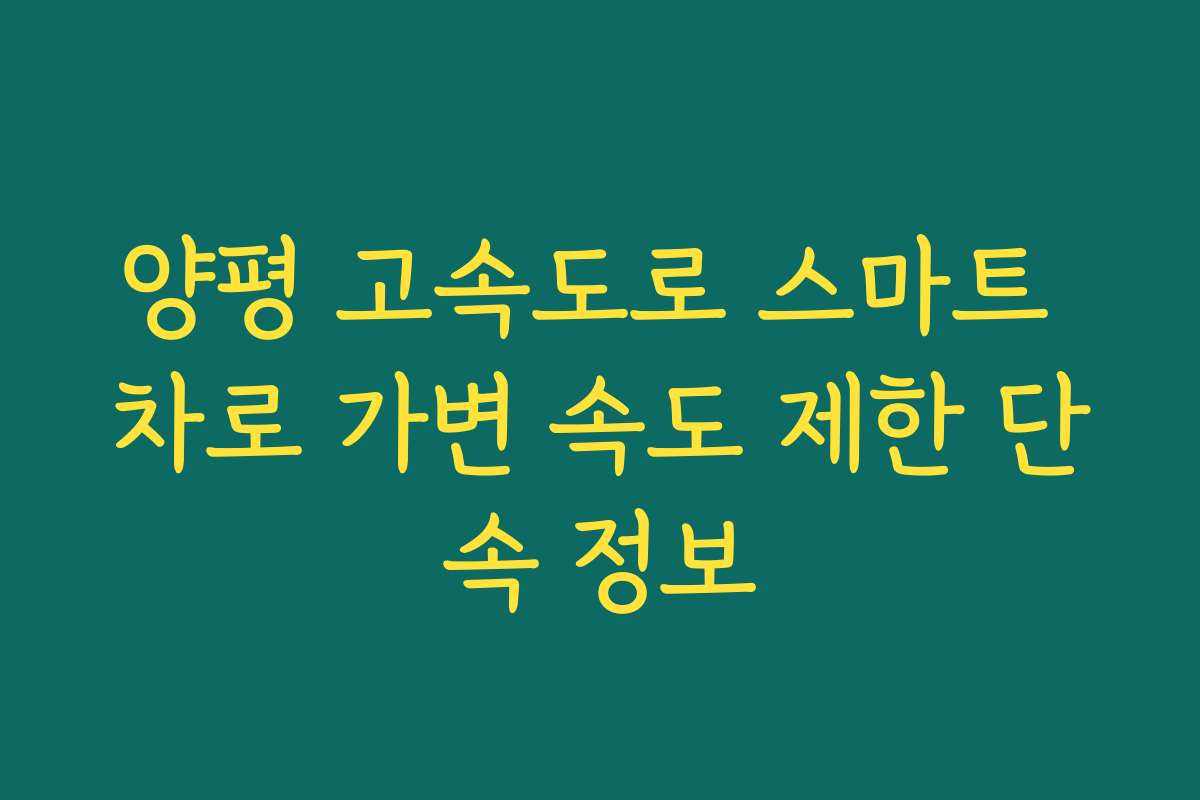 양평 고속도로 스마트 차로 가변 속도 제한 단속 정보