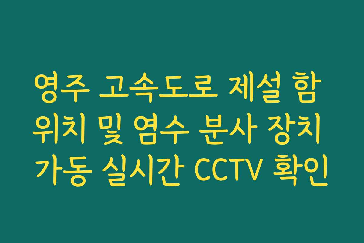 영주 고속도로 제설 함 위치 및 염수 분사 장치 가동 실시간 CCTV 확인