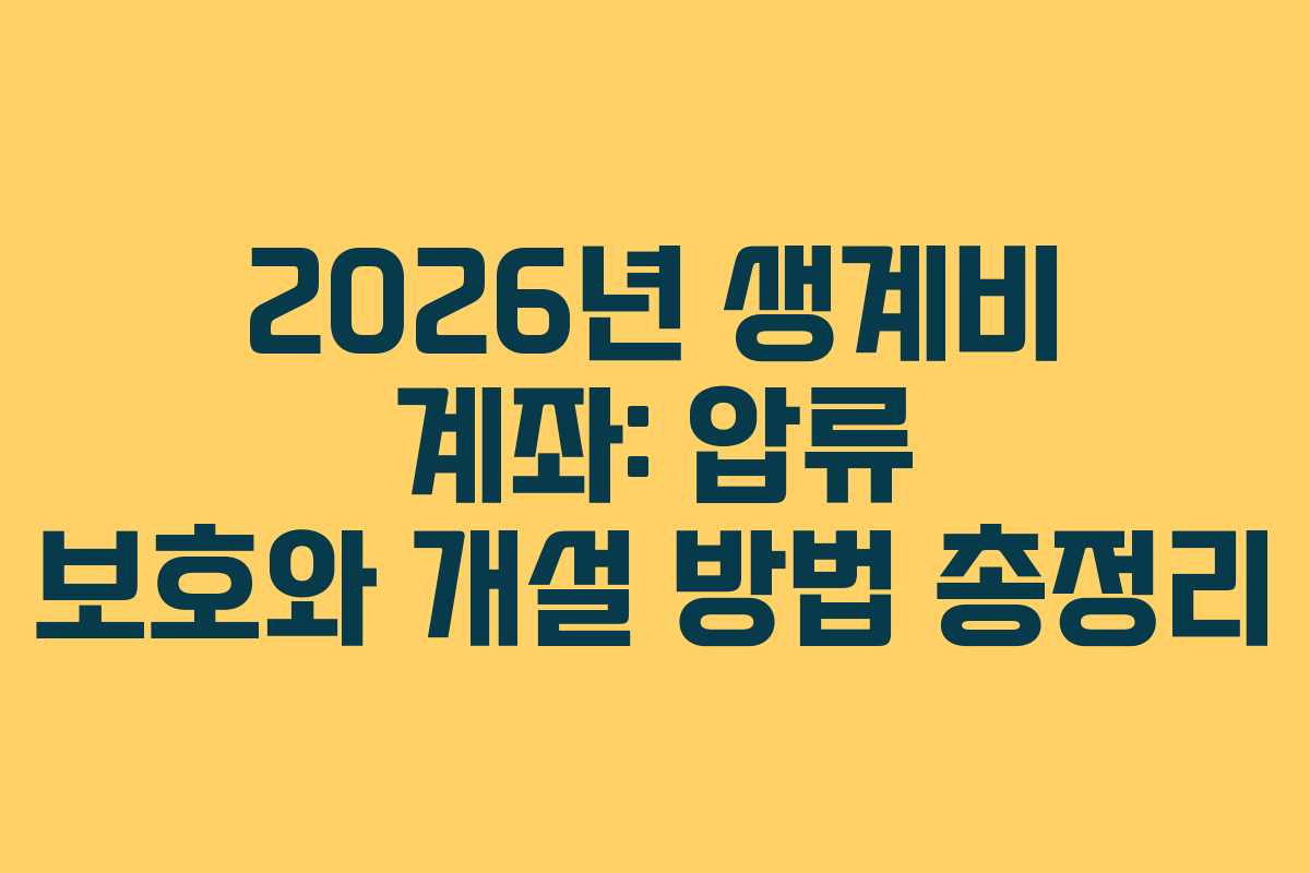 2026년 생계비 계좌: 압류 보호와 개설 방법 총정리