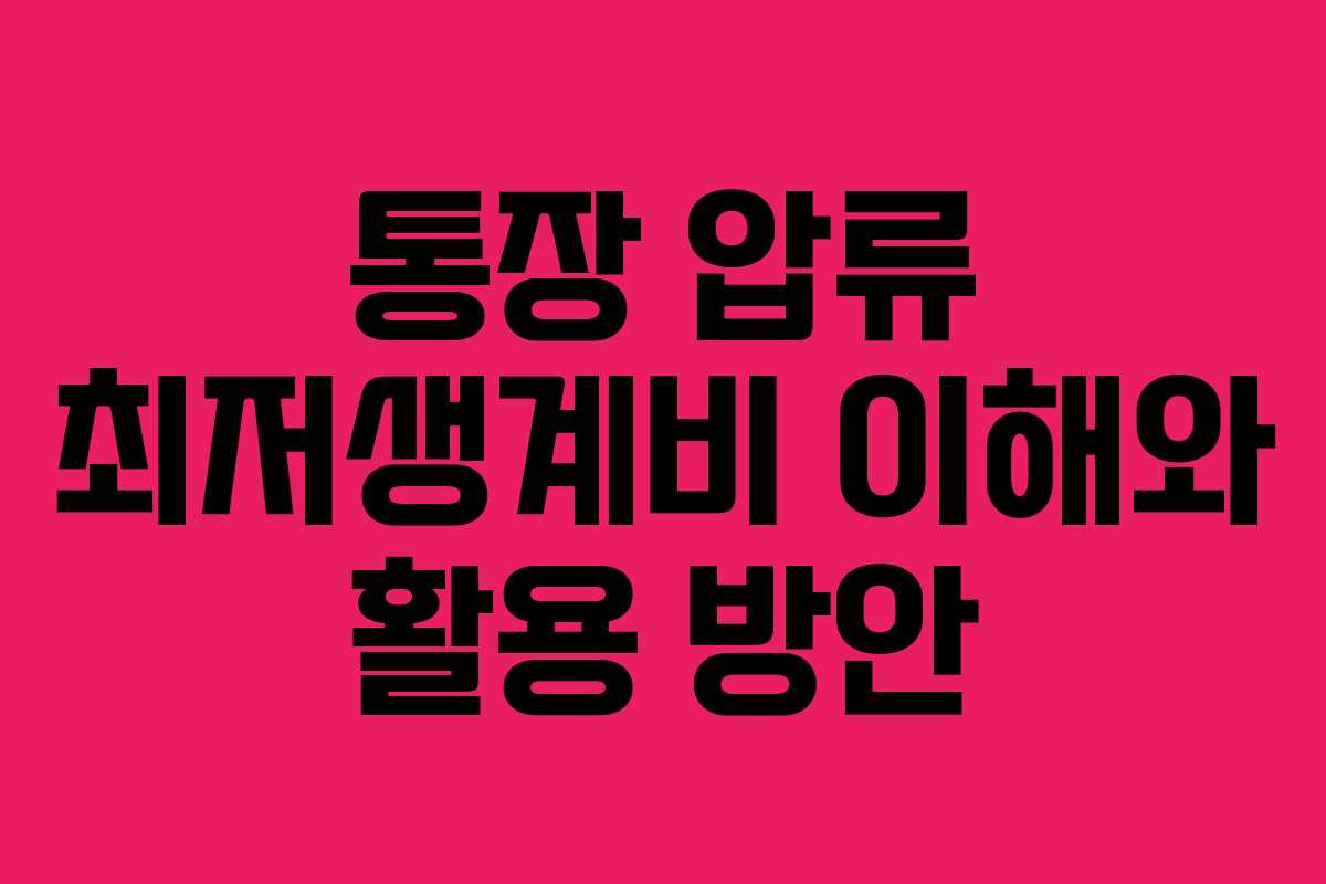 통장 압류 최저생계비 이해와 활용 방안