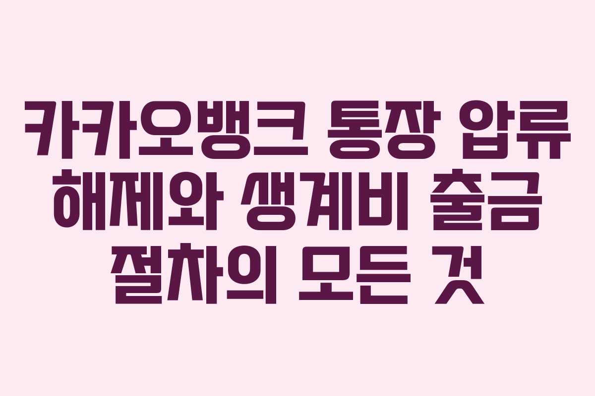카카오뱅크 통장 압류 해제와 생계비 출금 절차의 모든 것