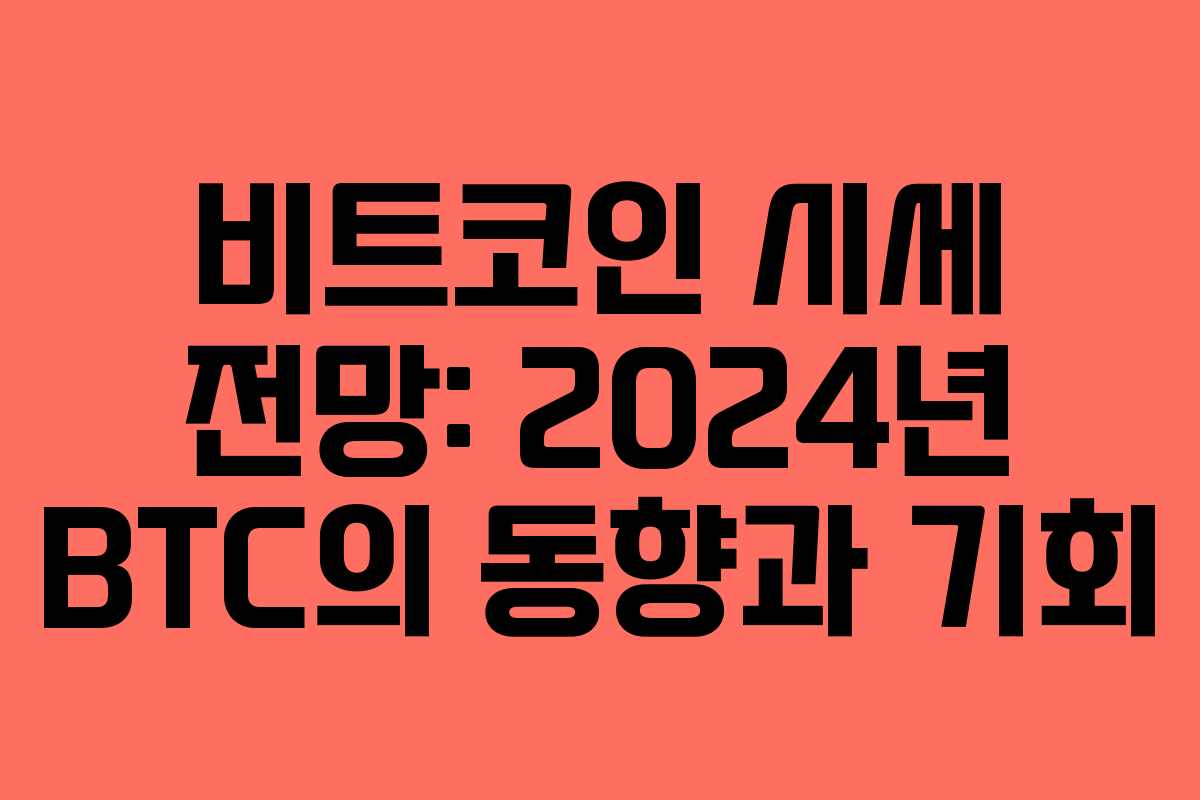 비트코인 시세 전망: 2024년 BTC의 동향과 기회