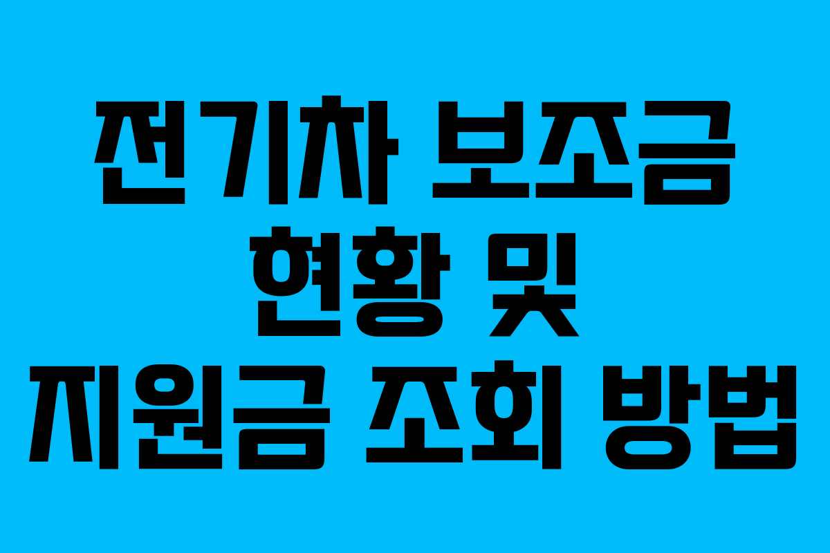 전기차 보조금 현황 및 지원금 조회 방법