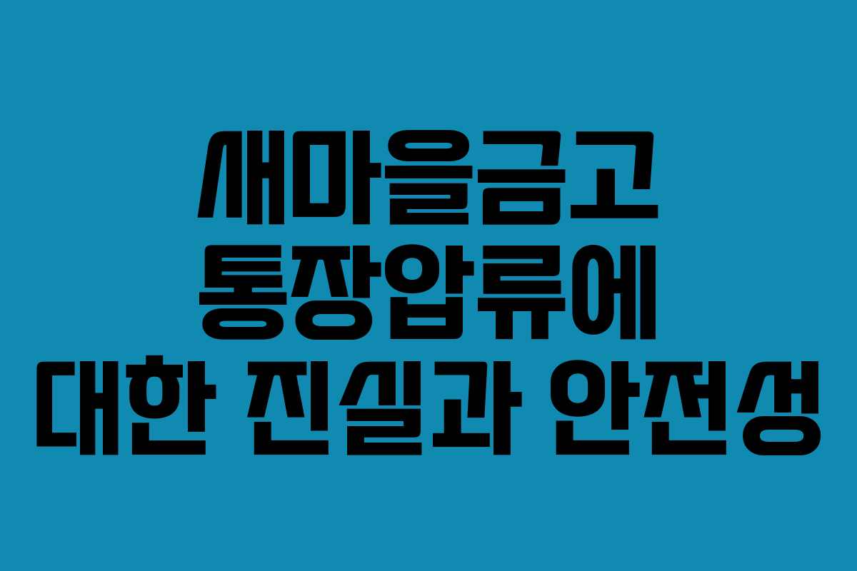 새마을금고 통장압류에 대한 진실과 안전성