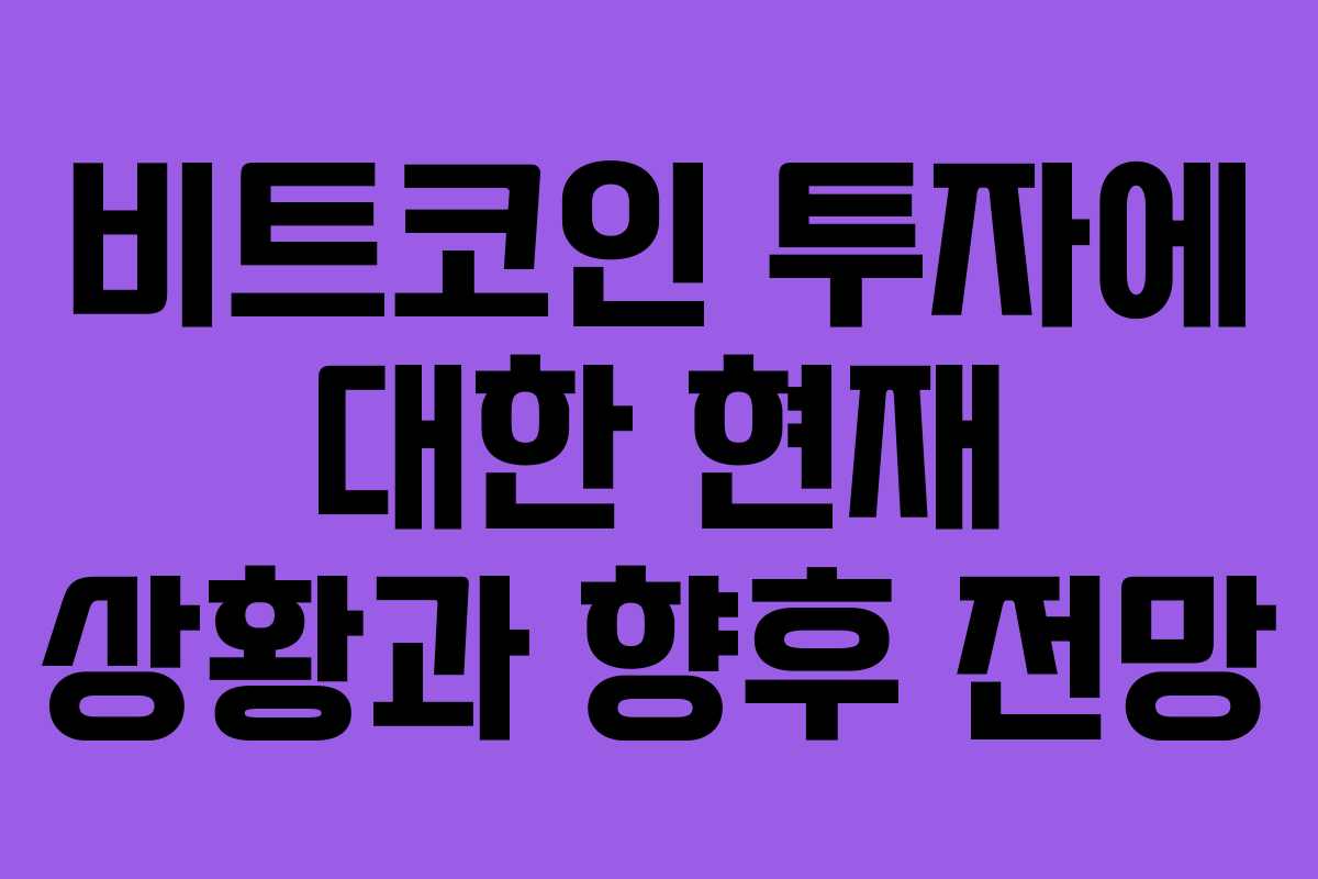 비트코인 투자에 대한 현재 상황과 향후 전망